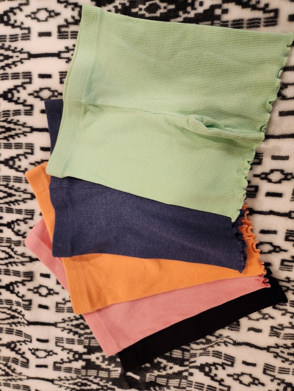 Kids Ribbed Knit Shorts - Mint, Navy, Orange, Pink, Black, Size 3T